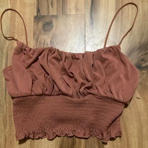 Runched pink crop top